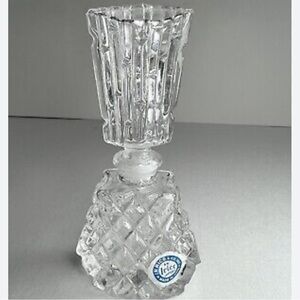 Vintage I.Rice Japan Diamond Cut Glass Perfume Bottle Stopper Art Deco Style 5”